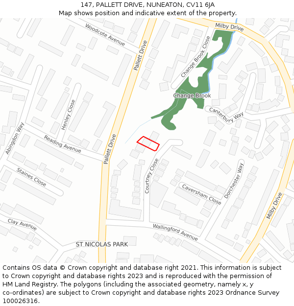 147, PALLETT DRIVE, NUNEATON, CV11 6JA: Location map and indicative extent of plot