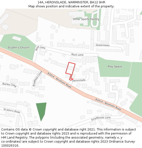 14A, HERONSLADE, WARMINSTER, BA12 9HR: Location map and indicative extent of plot