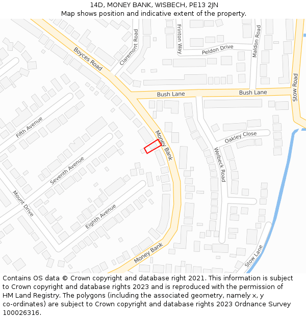 14D, MONEY BANK, WISBECH, PE13 2JN: Location map and indicative extent of plot