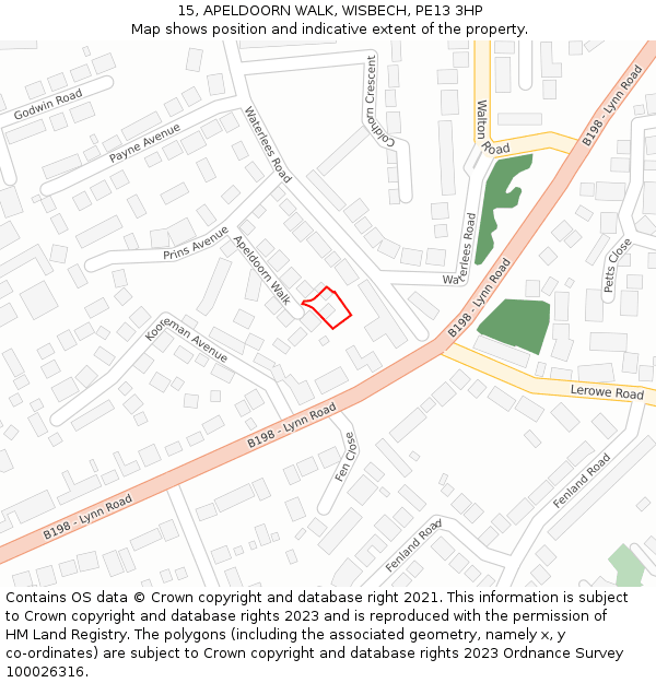 15, APELDOORN WALK, WISBECH, PE13 3HP: Location map and indicative extent of plot