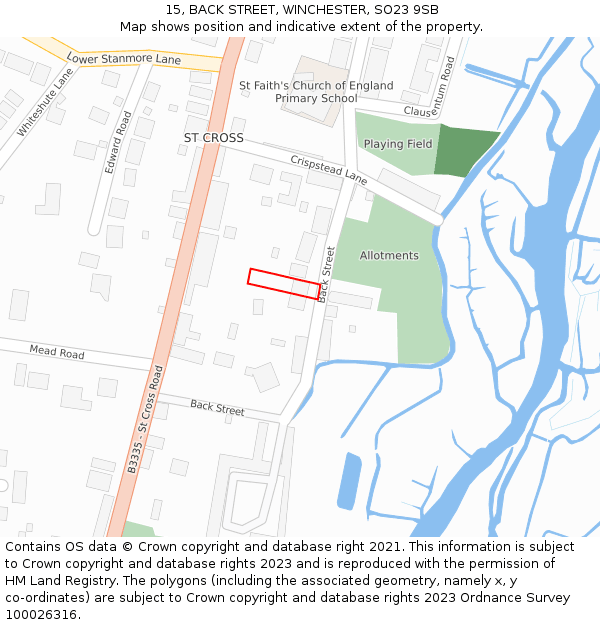 15, BACK STREET, WINCHESTER, SO23 9SB: Location map and indicative extent of plot