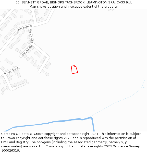 15, BENNETT GROVE, BISHOPS TACHBROOK, LEAMINGTON SPA, CV33 9UL: Location map and indicative extent of plot