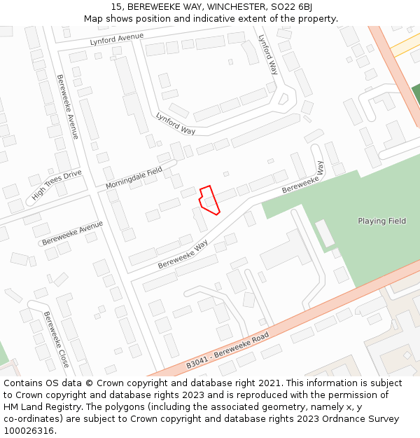 15, BEREWEEKE WAY, WINCHESTER, SO22 6BJ: Location map and indicative extent of plot