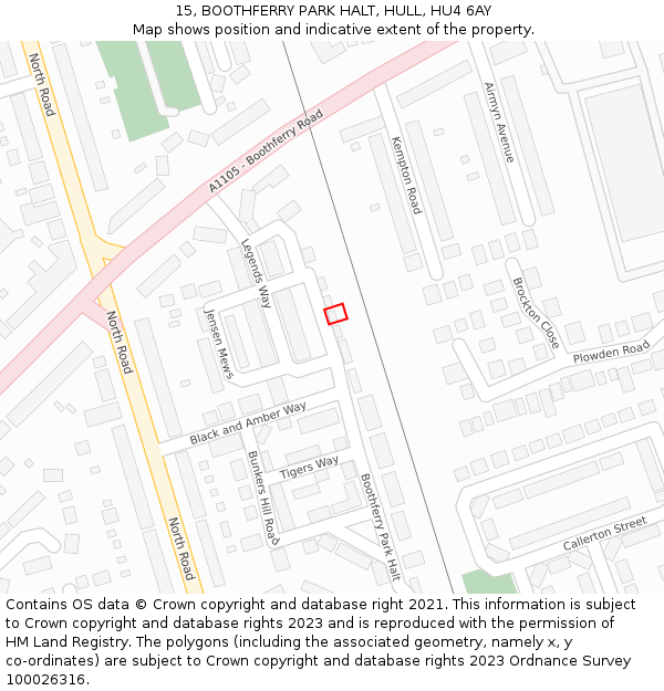 15, BOOTHFERRY PARK HALT, HULL, HU4 6AY: Location map and indicative extent of plot