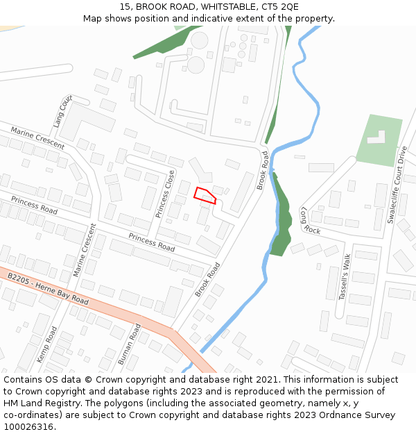 15, BROOK ROAD, WHITSTABLE, CT5 2QE: Location map and indicative extent of plot