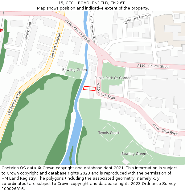 15, CECIL ROAD, ENFIELD, EN2 6TH: Location map and indicative extent of plot