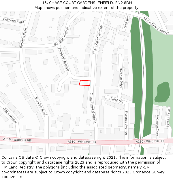 15, CHASE COURT GARDENS, ENFIELD, EN2 8DH: Location map and indicative extent of plot