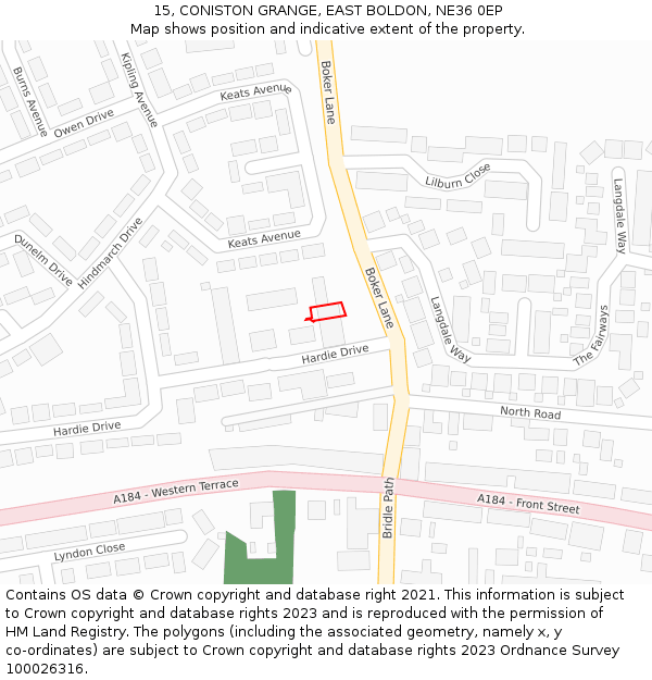 15, CONISTON GRANGE, EAST BOLDON, NE36 0EP: Location map and indicative extent of plot