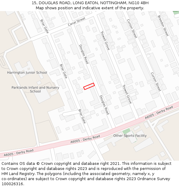 15, DOUGLAS ROAD, LONG EATON, NOTTINGHAM, NG10 4BH: Location map and indicative extent of plot