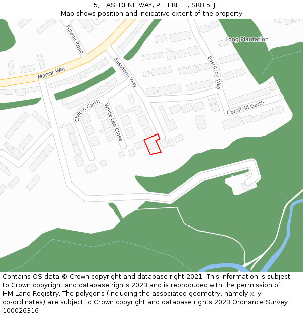 15, EASTDENE WAY, PETERLEE, SR8 5TJ: Location map and indicative extent of plot