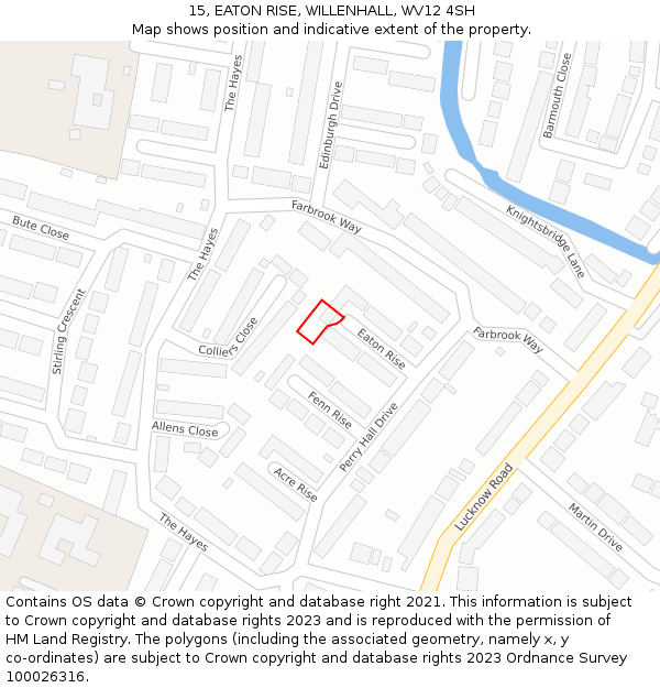 15, EATON RISE, WILLENHALL, WV12 4SH: Location map and indicative extent of plot