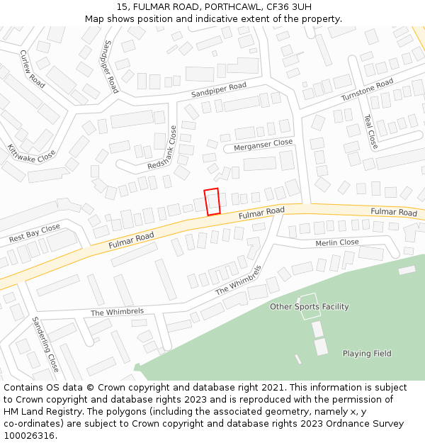 15, FULMAR ROAD, PORTHCAWL, CF36 3UH: Location map and indicative extent of plot