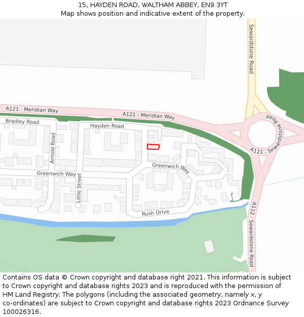 15, HAYDEN ROAD, WALTHAM ABBEY, EN9 3YT: Location map and indicative extent of plot