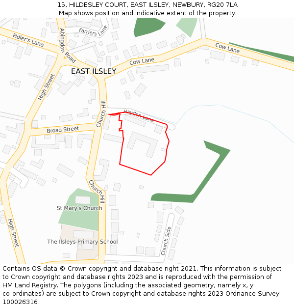 15, HILDESLEY COURT, EAST ILSLEY, NEWBURY, RG20 7LA: Location map and indicative extent of plot