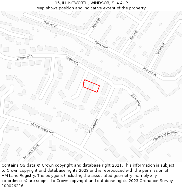 15, ILLINGWORTH, WINDSOR, SL4 4UP: Location map and indicative extent of plot