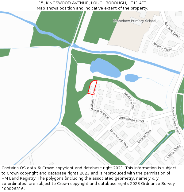 15, KINGSWOOD AVENUE, LOUGHBOROUGH, LE11 4FT: Location map and indicative extent of plot