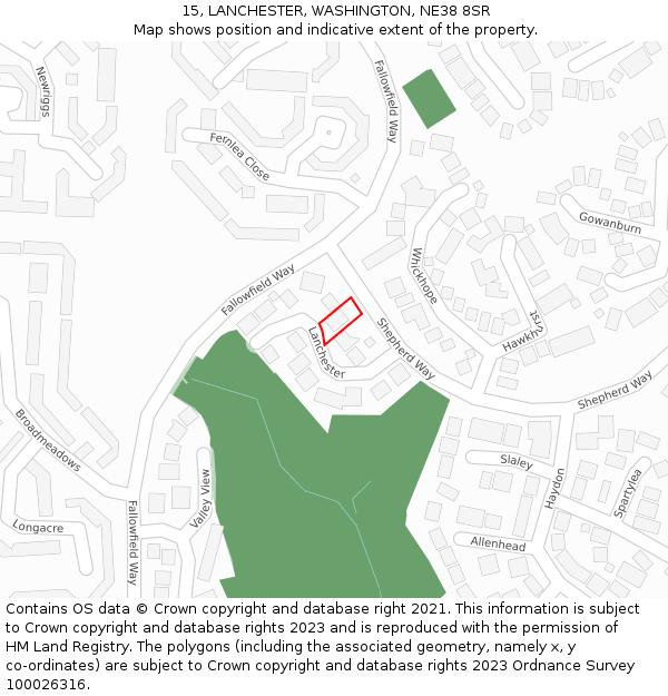 15, LANCHESTER, WASHINGTON, NE38 8SR: Location map and indicative extent of plot