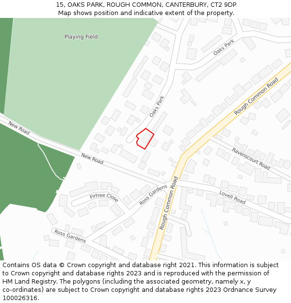 15, OAKS PARK, ROUGH COMMON, CANTERBURY, CT2 9DP: Location map and indicative extent of plot