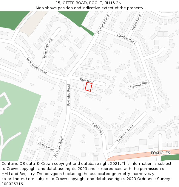 15, OTTER ROAD, POOLE, BH15 3NH: Location map and indicative extent of plot