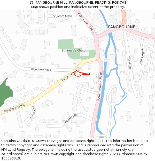 15, PANGBOURNE HILL, PANGBOURNE, READING, RG8 7AS: Location map and indicative extent of plot