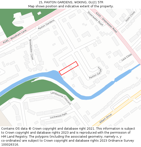 15, PAXTON GARDENS, WOKING, GU21 5TR: Location map and indicative extent of plot