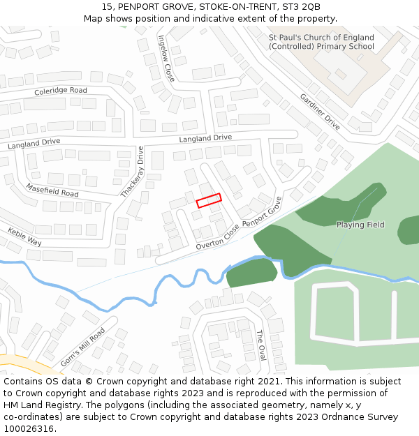 15, PENPORT GROVE, STOKE-ON-TRENT, ST3 2QB: Location map and indicative extent of plot
