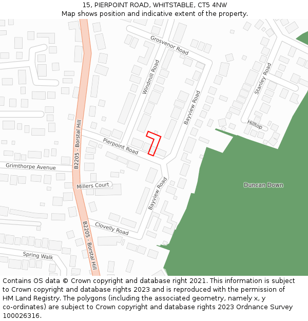 15, PIERPOINT ROAD, WHITSTABLE, CT5 4NW: Location map and indicative extent of plot