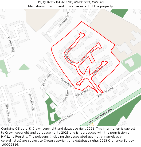 15, QUARRY BANK RISE, WINSFORD, CW7 2GJ: Location map and indicative extent of plot