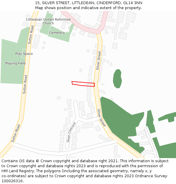 15, SILVER STREET, LITTLEDEAN, CINDERFORD, GL14 3NN: Location map and indicative extent of plot