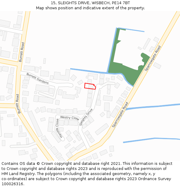 15, SLEIGHTS DRIVE, WISBECH, PE14 7BT: Location map and indicative extent of plot