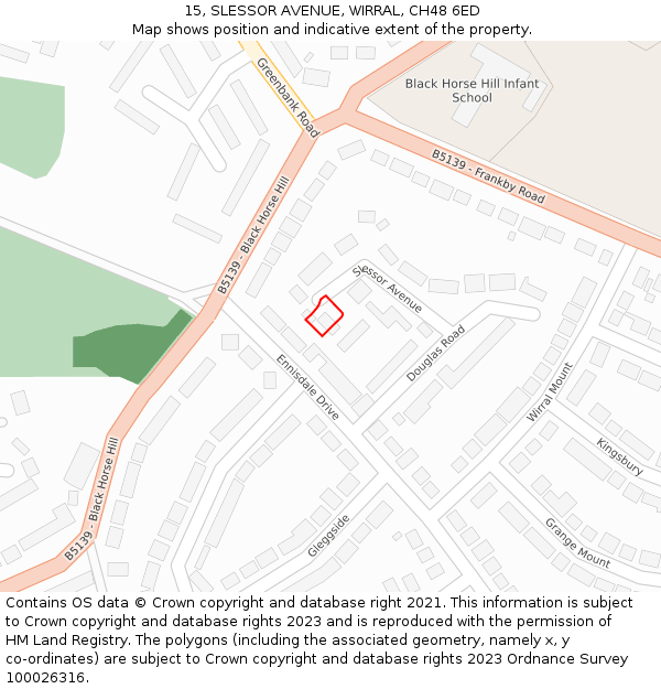 15, SLESSOR AVENUE, WIRRAL, CH48 6ED: Location map and indicative extent of plot