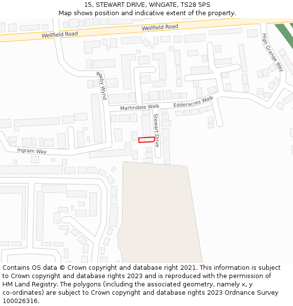 15, STEWART DRIVE, WINGATE, TS28 5PS: Location map and indicative extent of plot