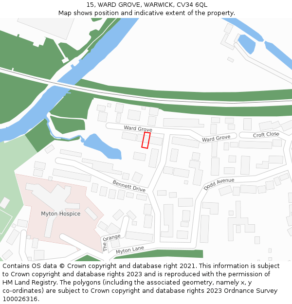 15, WARD GROVE, WARWICK, CV34 6QL: Location map and indicative extent of plot