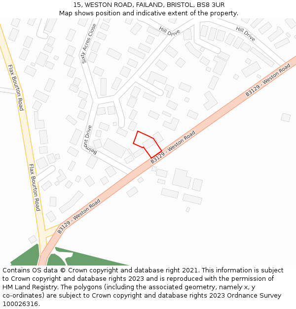 15, WESTON ROAD, FAILAND, BRISTOL, BS8 3UR: Location map and indicative extent of plot