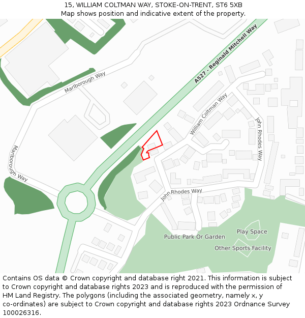 15, WILLIAM COLTMAN WAY, STOKE-ON-TRENT, ST6 5XB: Location map and indicative extent of plot