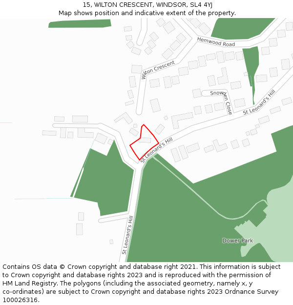 15, WILTON CRESCENT, WINDSOR, SL4 4YJ: Location map and indicative extent of plot