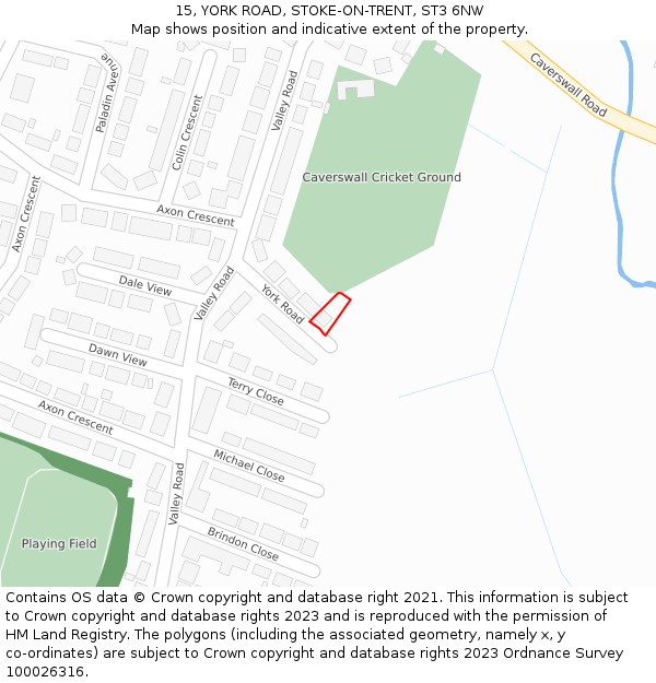 15, YORK ROAD, STOKE-ON-TRENT, ST3 6NW: Location map and indicative extent of plot