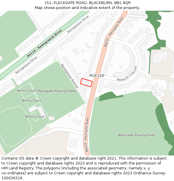 151, PLECKGATE ROAD, BLACKBURN, BB1 8QR: Location map and indicative extent of plot