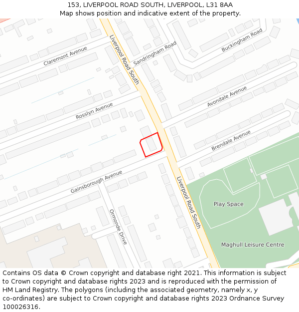 153, LIVERPOOL ROAD SOUTH, LIVERPOOL, L31 8AA: Location map and indicative extent of plot