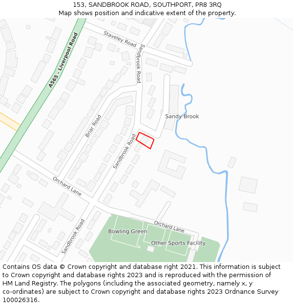 153, SANDBROOK ROAD, SOUTHPORT, PR8 3RQ: Location map and indicative extent of plot