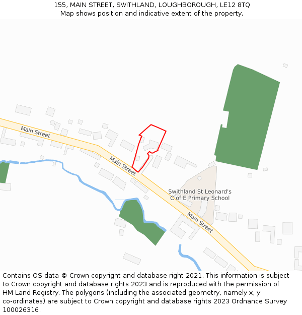 155, MAIN STREET, SWITHLAND, LOUGHBOROUGH, LE12 8TQ: Location map and indicative extent of plot