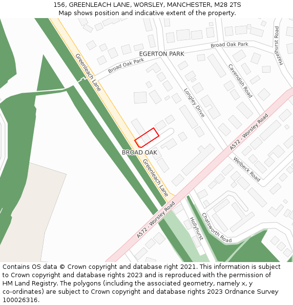 156, GREENLEACH LANE, WORSLEY, MANCHESTER, M28 2TS: Location map and indicative extent of plot