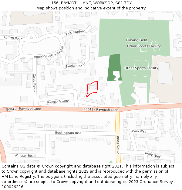 156, RAYMOTH LANE, WORKSOP, S81 7DY: Location map and indicative extent of plot