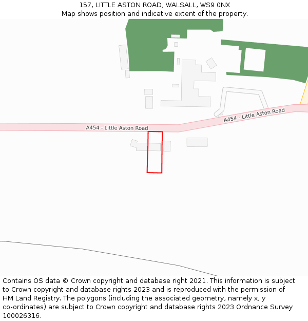 157, LITTLE ASTON ROAD, WALSALL, WS9 0NX: Location map and indicative extent of plot