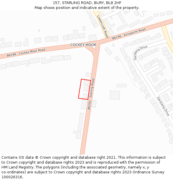 157, STARLING ROAD, BURY, BL8 2HF: Location map and indicative extent of plot