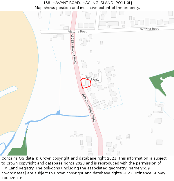 158, HAVANT ROAD, HAYLING ISLAND, PO11 0LJ: Location map and indicative extent of plot