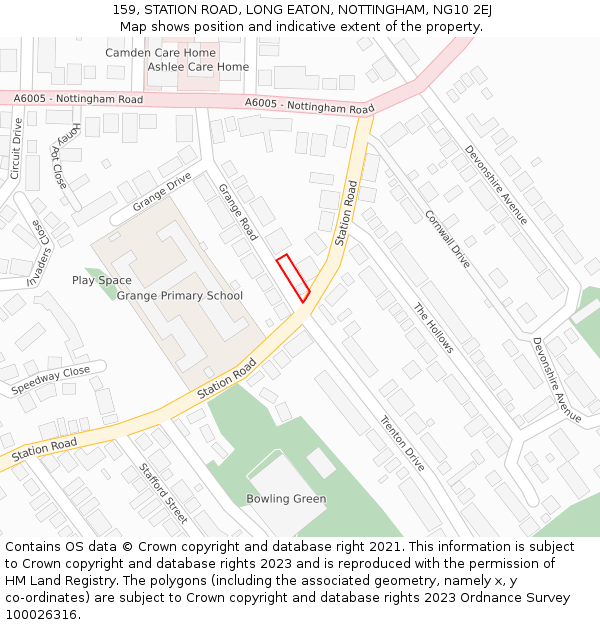 159, STATION ROAD, LONG EATON, NOTTINGHAM, NG10 2EJ: Location map and indicative extent of plot