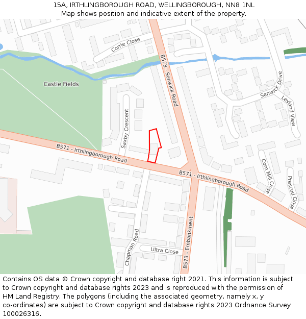 15A, IRTHLINGBOROUGH ROAD, WELLINGBOROUGH, NN8 1NL: Location map and indicative extent of plot