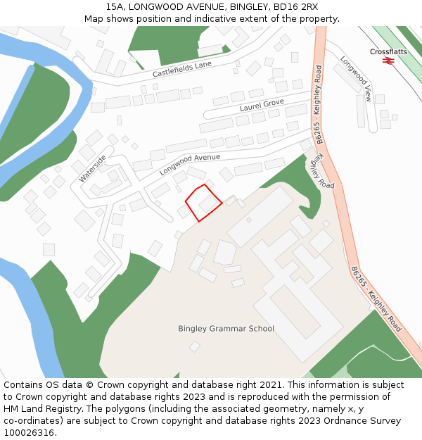 15A, LONGWOOD AVENUE, BINGLEY, BD16 2RX: Location map and indicative extent of plot