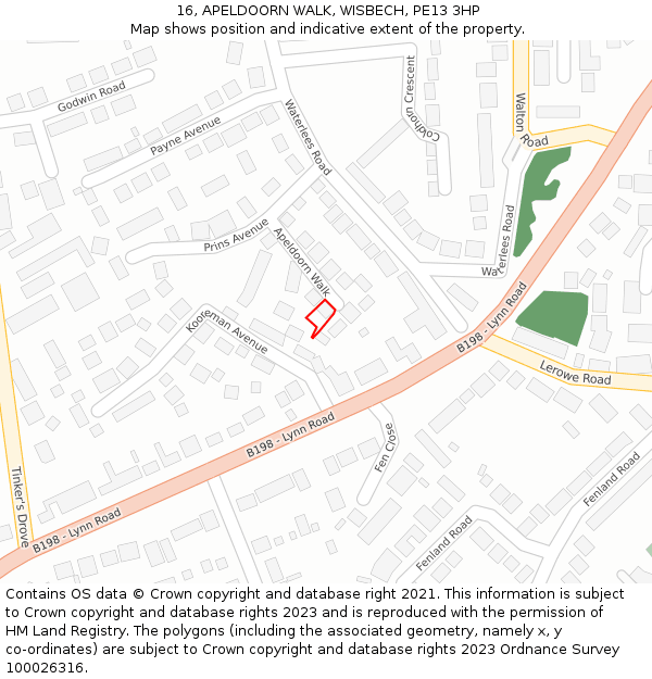 16, APELDOORN WALK, WISBECH, PE13 3HP: Location map and indicative extent of plot